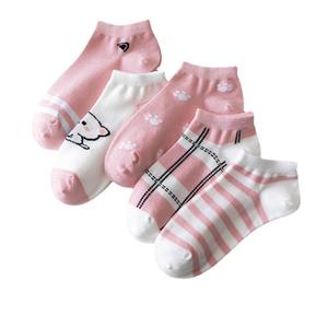 Calcetines de Tobillo de Verano para Niñas HY-4145, Bonitos Calcetines de Algodón con Dibujos Animados, Calcetines de Mujer de Jacquard con Estampado de Osito Kawaii Rosa - Product Image 1