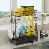 Support de rangement en métal pour évier de cuisine, porte-éponge et porte-savon avec crochets pour brosses, fabriqué pour les éponges et savons de cuisine