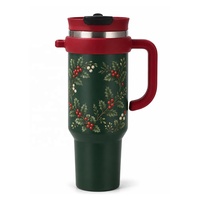 Gobelet isotherme de Noël 40 oz (1200 ml) en acier inoxydable 304, bouteille d'eau sous vide, 10 couleurs, logo personnalisé avec poignée