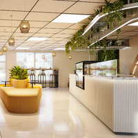 Vitrine de présentation en verre LED personnalisée pour pâtisserie, boulangerie, café, avec éclairage et design durable