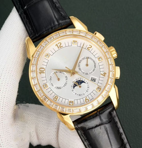 Montre mécanique de luxe avancée avec mouvement lunaire, résistante à l'eau, dotée d'un cadran en verre cristallin - Product Image 2