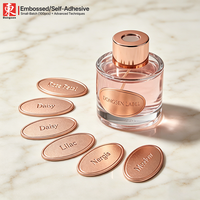 Étiquettes en aluminium écologiques, imperméables et imprimées sur mesure pour flacons de parfum et de rouge à lèvres avec un design de logo métallique résistant