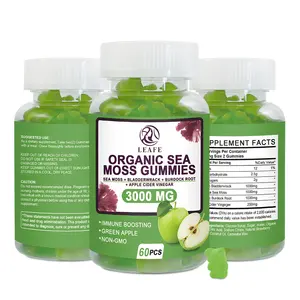 Bio Sea Moss Gummies 3000mg Grüner Apfel geschmack 60 Stück Jamaican Seamoss Gummis Supplement für Immune Booster