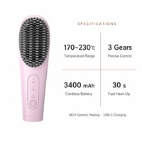 Brosse lissante professionnelle pour cheveux, MCH, chauffage rapide, peigne lissant ionique pour femmes, mini-styler portable pour cheveux, idéal pour les voyages