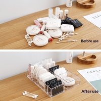 Organizer Kosmetik Plastik Desktop Transparan Dapat Dibagi Rak Penyimpanan Berkompartemen Rumah Tangga Perawatan Kulit Asrama Mahasiswa Lipstik