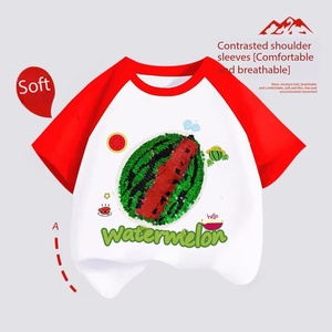 <span class=keywords><strong>T</strong></span>-<span class=keywords><strong>shirt</strong></span> réversible à paillettes pour garçons et filles, en pur coton, à manches courtes, respirant, color-block, nouvelle collection é<span class=keywords><strong>t</strong></span>é - Product Image 3