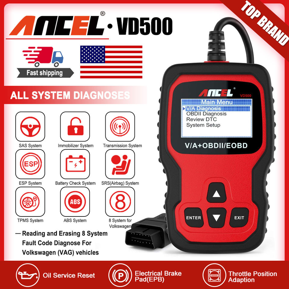 Main Code Languages Ancel Vd500 Multi-language 3 Reset Functions Full-system Diagnoses ...