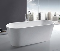 Baignoire autoportante en résine composite de pierre, aspect marbre artificiel mat, 160 cm, pour hôtels