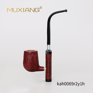 MUXIANG Briarwood Smoking Pipe Bent Type Long Handle Solid Wood Tobacco Pipe Reading Pipe - Product Image 4