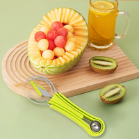 3-in-1 roestvrijstalen handmatige keuken fruitgereedschap set: meloenlepel, watermeloen snijmes, meloenbolletjeslepel