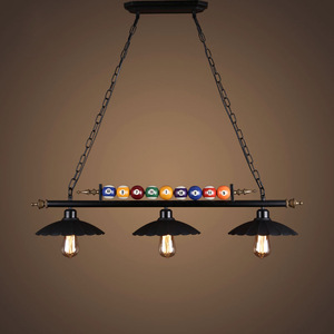 American Retro Billiards Chandelier 3-Head LED Pendant Light For Bars Restaurants Leisure Venues <b>E26</b> <b>Bulb</b> Base - Product Image 2