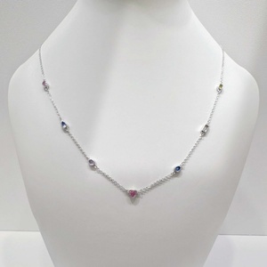 custom plata 925 sterling silver rose gold minimalist <b>necklace</b> dainty colorful stone popular summer ladies fine beaded <b>necklaces</b> - Product Image 2