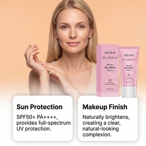 Crema BB EELHOE para el Cuidado Facial con <span class=keywords><strong>SPF</strong></span> <span class=keywords><strong>50</strong></span>, Ilumina el Tono de la Piel, Cubre los Poros, Protección Solar Anti UVA/UVB, Crema Cosmética Delicada - Product Image 2