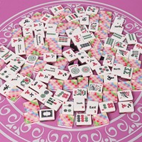 166 pièces de Mahjong américain à dos à carreaux, de qualité supérieure, sculptées Dragon, 1,2 pouce, lisses, résistantes à l'usure, ensemble de tuiles pures pour jeu de table familial