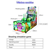Simulateur d'arcade de combat de zombies à tir d'eau électronique en métal pour intérieur, interface anglaise, pour usage commercial, 2 joueurs, avec effets lumineux
