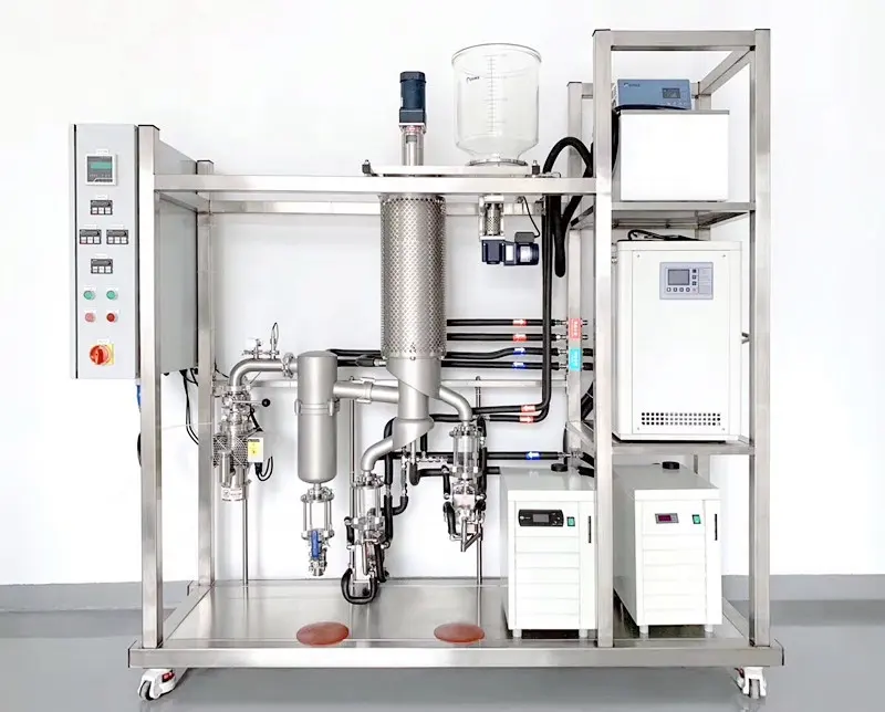 Laboratorium Peralatan Jalur Pendek Distillar Rolled Film Evaporator Molecular Distillation