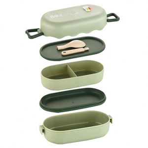 <b>Microwaveable</b> Compartmentalized Double-Layer Plastic Lunch Box for Office Workers Students Picnic Salad Use Kitchen/Dining - Product Image 6