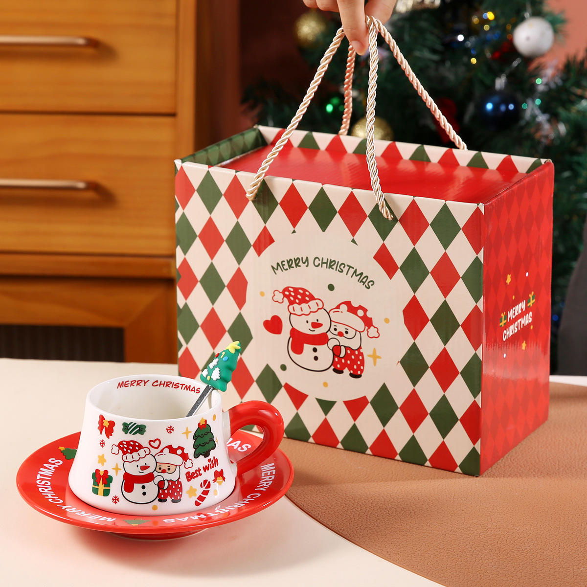 Christmas snowman cup and saucer [gift box]