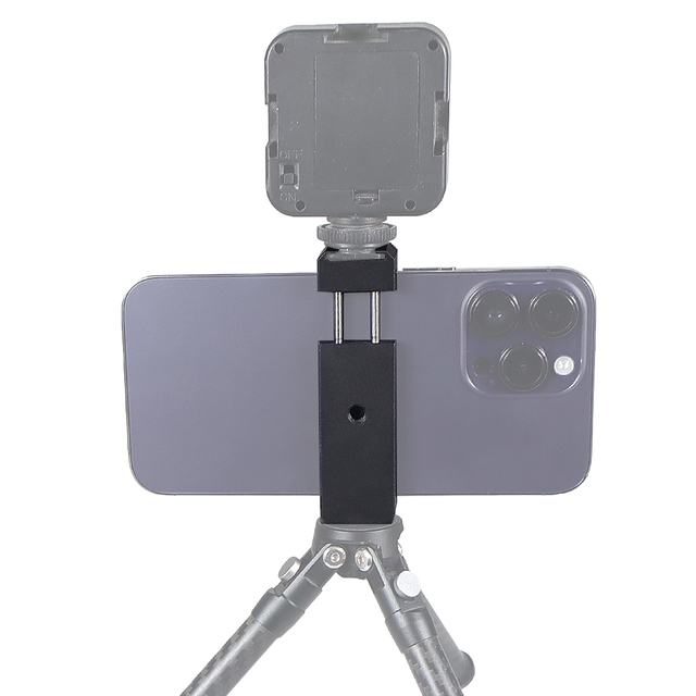 Universal Metal Cellphone 1/4 Tripod Mount Adapter Mobile Phone Stand Support Holder Clamp Clip for Vlog Light Video W/ Hot Shoe