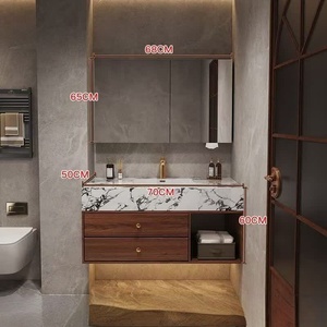 Nuevo lavabo integrado de cerámica estilo chino, color nogal, mueble de baño, lavabo personalizado de estilo minimalista. - Product Image 6