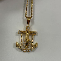 SN279 Pendentif Jésus en cristal serti de pierres, plaqué or, acier inoxydable, collier chaîne corde Hip Hop, bijoux unisexe pour fêtes et usage quotidien