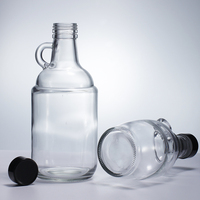Bouteille de spiritueux de luxe 500ml 1000ml en verre silex haute transparence pour whisky, vodka, tequila, brandy, gin, avec logo personnalisé, fabrication en usine D...