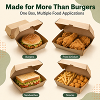 Boîte à hamburger en kraft premium, emballage alimentaire jetable en papier pour poulet frit, frites, à emporter, restaurant, usage personnalisé