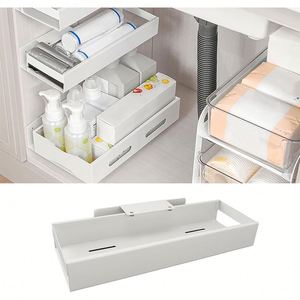 Clear Bathroom <b>Kitchen</b> Cabinet Adjustable Under Sink Organizers and Storage 2 Pack Pull Out Sliding Adjustable <b>Pantry</b> - Product Image 5
