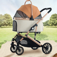 Poussette pour chien et chat, légère, pliable, panier amovible, auvent en cuir imperméable, durable, suspension pour une conduite en douceur, toutes saisons
