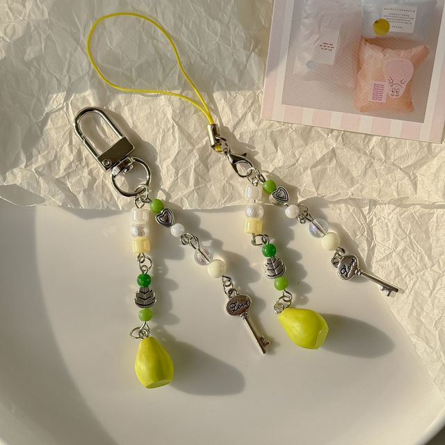 [ No Pear, No Abandonment ] Original handcrafted beaded pendant, green and fresh mobile phone chain bag, Guben pendant key chain