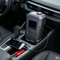 Démarreur de voiture portable 12V avec gonfleur de pneus, compresseur d'air multifonctionnel pour véhicules, booster de batterie d'urgence