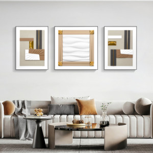 Peinture moderne simple décoration murale peinture abstraite triptyque peintures suspendues pour hôtel - Product Image 3