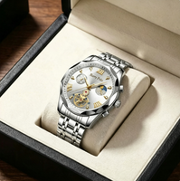 Reloj de Cuarzo Cronógrafo Decorativo de Lujo para Hombre, Caja de Aleación, Correa de Acero de 20 mm, Resistente al Agua Diaria, Manecillas Luminosas