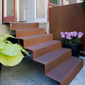 <span class=keywords><strong>Escalier</strong></span> de jardin antidérapant Projet extérieur Structure en acier Risers de <span class=keywords><strong>marche</strong></span> de jardin <span class=keywords><strong>Escalier</strong></span> en acier Corten antirouille - Product Image 1
