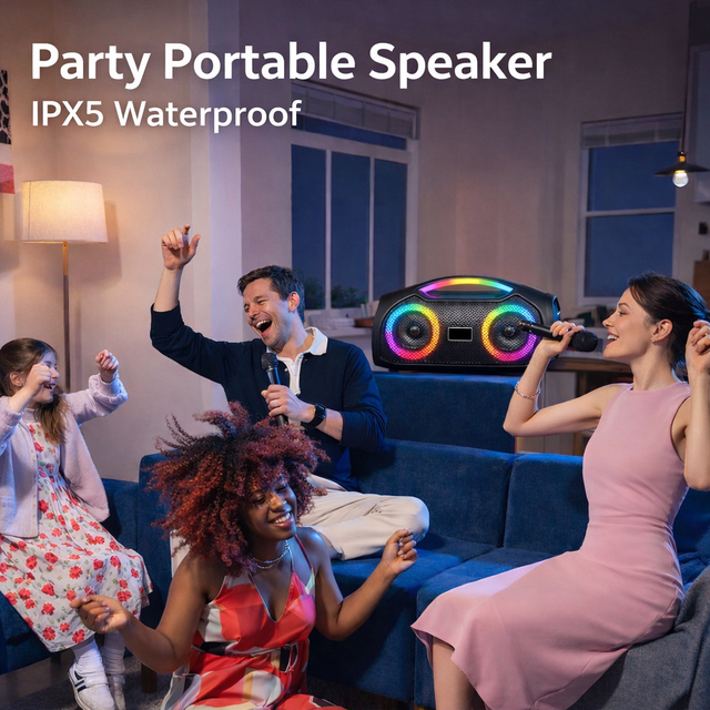 High Powerful Bass RGB Light Wireless Speaker Portable 9D Surround Sound Waterproof Subwoofer Boombox Home Karaoke