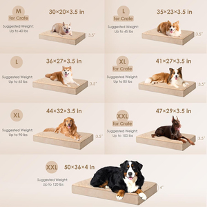 Washable Orthopedic <b>Dog</b> <b>Bed</b> for Small Pets Removable Cover Square Memory Foam Luxury Solid Carton Travel All Seasons - Product Image 2
