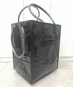 Bolsa de compras de polipropileno impermeable personalizada, almacenamiento de comestibles, bolso de viaje plegable reutilizable con ruedas y Asa con cremallera