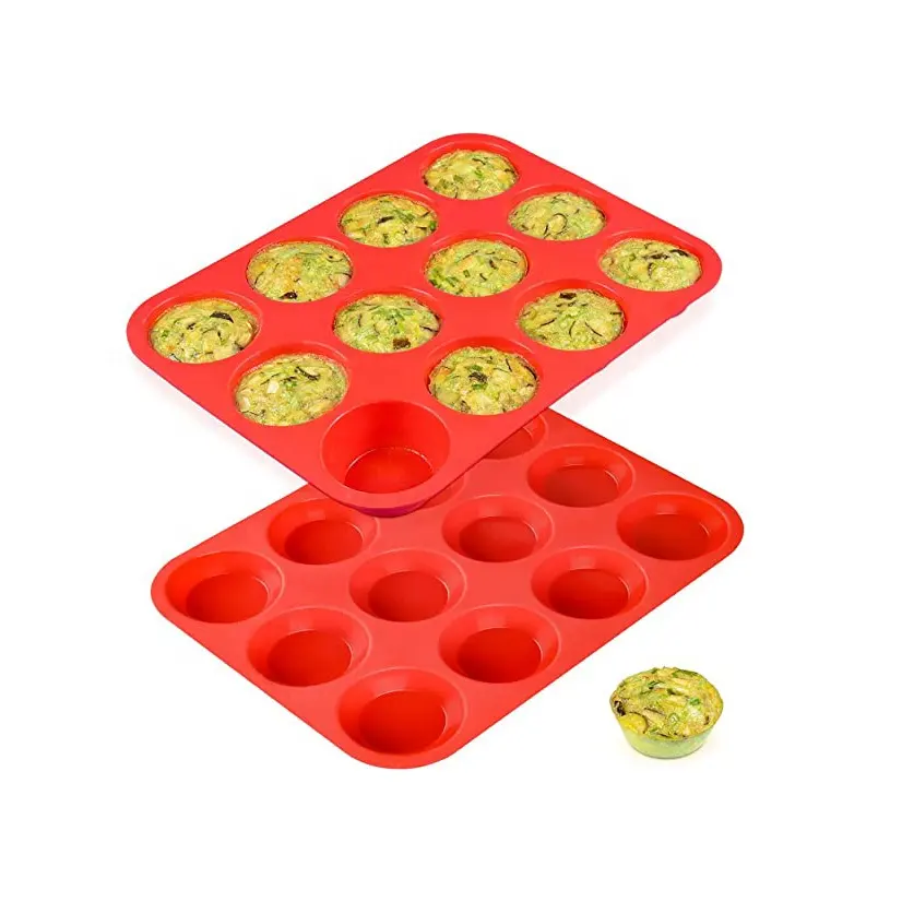 Personalizzazione all'ingrosso padella per Cupcake antiaderente senza BPA 1 confezione di silicone per moule di dimensioni regolari 12 tazze teglia per Muffin in Silicone