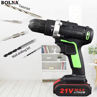 Perceuse à percussion sans fil professionnelle au lithium, mini, 21V, deux batteries, un chargeur, mandrin sans clé, OEM