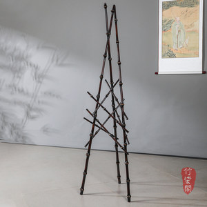 Bamboo <b>Clothes</b> <b>Rack</b> Lacquered Triangular Standing Coat And Cap Hanger Living Room Home Furnishings - Product Image 5