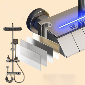Juego <span class=keywords><strong>de</strong></span> <span class=keywords><strong>ducha</strong></span> <span class=keywords><strong>de</strong></span> baño con pantalla digital moderna, columna <span class=keywords><strong>de</strong></span> <span class=keywords><strong>ducha</strong></span>, sistema <span class=keywords><strong>de</strong></span> lluvia, con estante, 4 Funciones, tecla <span class=keywords><strong>de</strong></span> Piano - Product Image 4