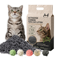 Litière pour chat en charbon de bois et soja personnalisable en gros, livraison rapide, forte absorption, litière pour chat en tofu, réponse rapide