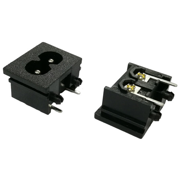 Factory Iec 60320 C8 2 Pin Pcb Mount 110v Male Plug Inlet Ac Power Socket