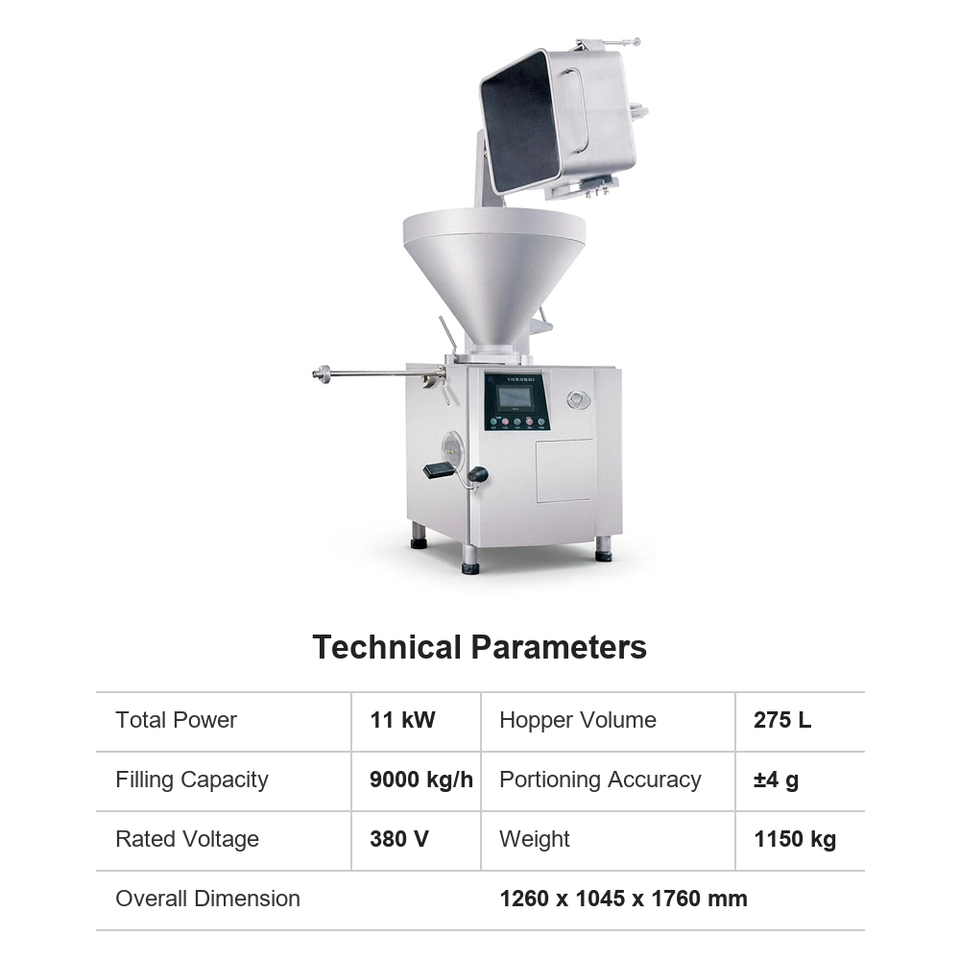 ZG9000 Vane Pump Vacuum Sausage Filler Japan Servo Motor 9000kg/h ...