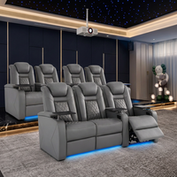 Fauteuil inclinable moderne en cuir pleine fleur, extensible, avec appuie-tête électrique double, pour gaming et home cinéma, avec table plateau, chargeur USB et porte-gobelet
