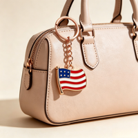 Maßgefertigter Emaille-Schlüsselanhänger mit Amerikanischer Flagge Roségold Metall-Schlüsselring USA-Flaggen-Anhänger Schlüsselkette Geschenk für Werbeaktion Souvenir