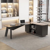 Bureau en L avec étagères de rangement et portes, mobilier de bureau moderne, table d'écriture, livraison gratuite depuis l'entrepôt américain