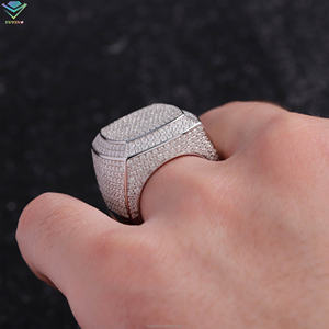 En stock, prix d'usine, bagues hip-hop plaquées or en argent sterling 925, serties de moissanite couleur D VVS, bijoux pour cadeau - Product Image 5