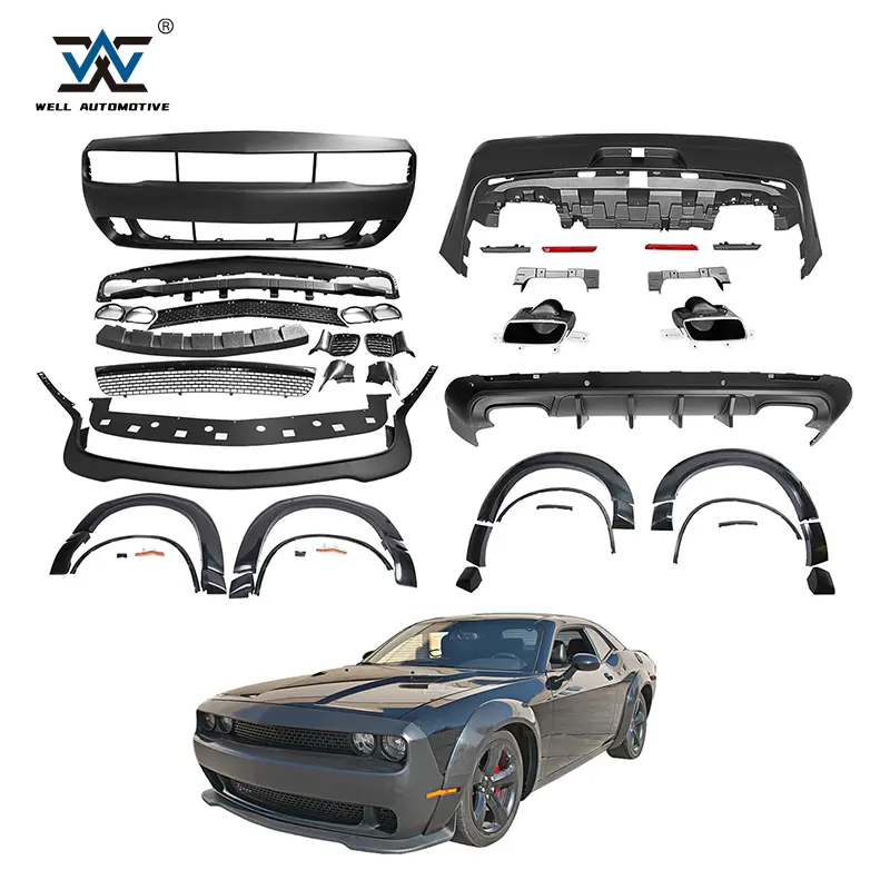 Buen precio Kit de carrocería parachoques trasero delantero estilo demonio guardabarros ancho bengalas para Dodge Challenger 15-22 cargador SRT