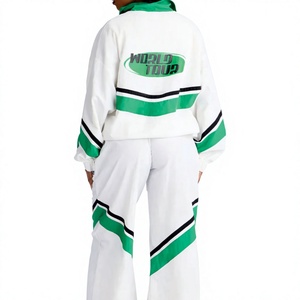 Trendy Custom Women Loose Fit Nylon Windbreaker Track Suit OEM Zip Jacket and Wide Leg Pants <b>Lightweight</b> Streetwear Hiking <b>Coat</b> - Product Image 3